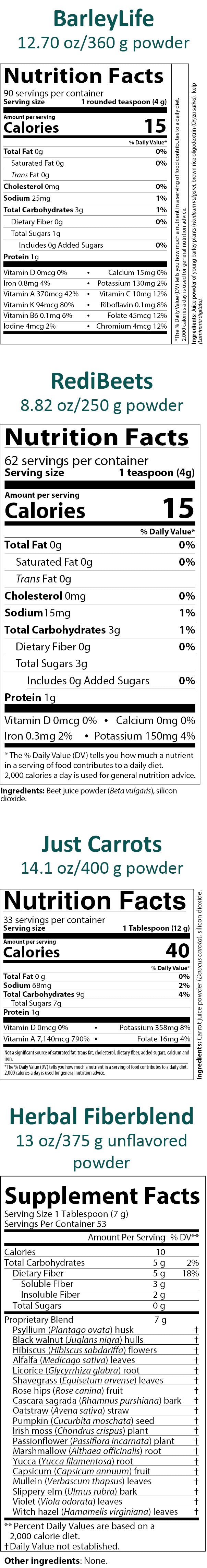 Starter Pack: Body Booster 2 — Garden Trio, unflav. Herbal Fiberblend powders