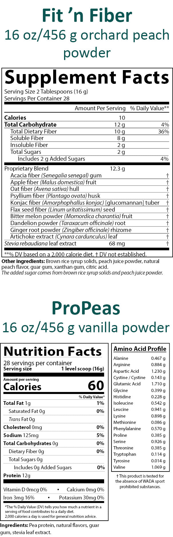 Lean Team combo— ProPeas, fit ’n fiber powders