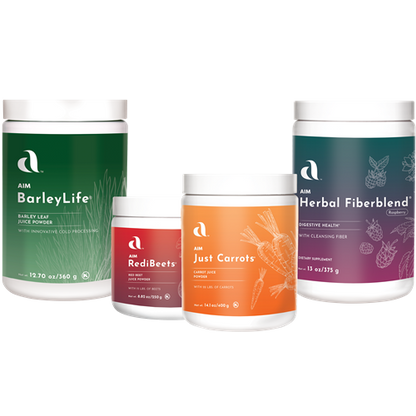 Starter Pack: Body Booster 1 — Garden Trio, raspberry Herbal Fiberblend powders